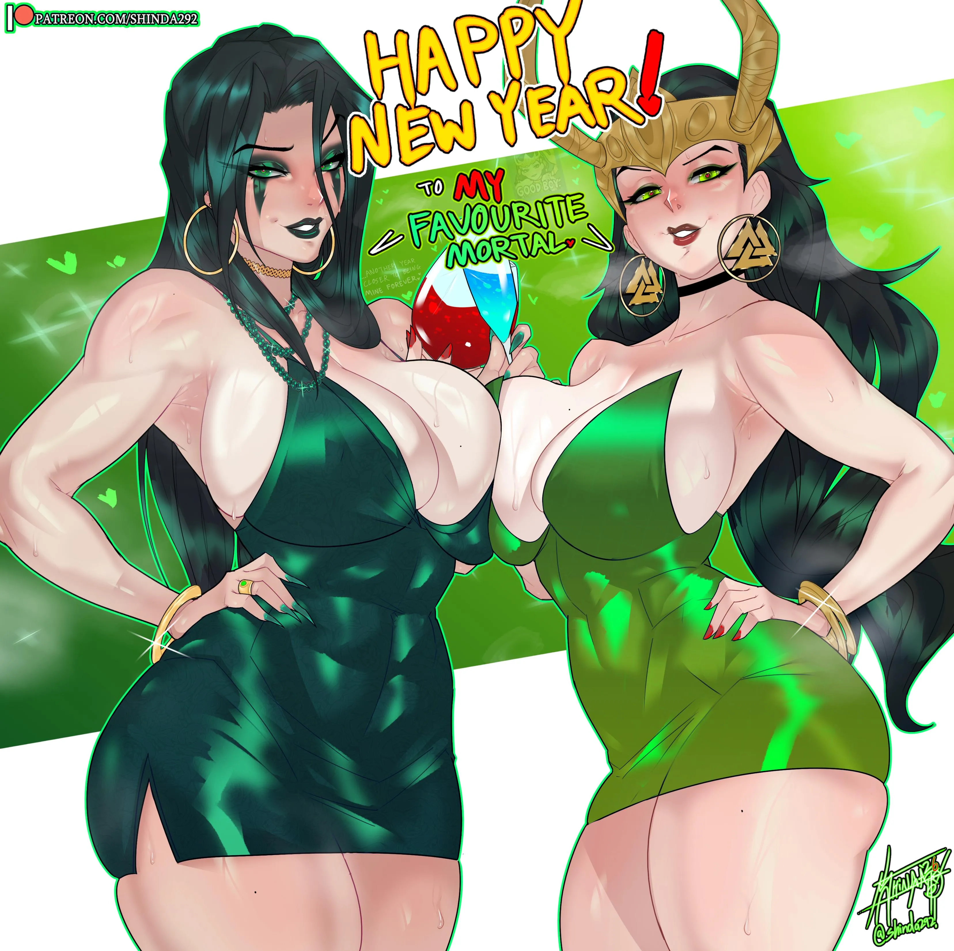 Hela x Lady Loki wishing You a Happy New Year! (Shinda292) [Marvel Rivals]
