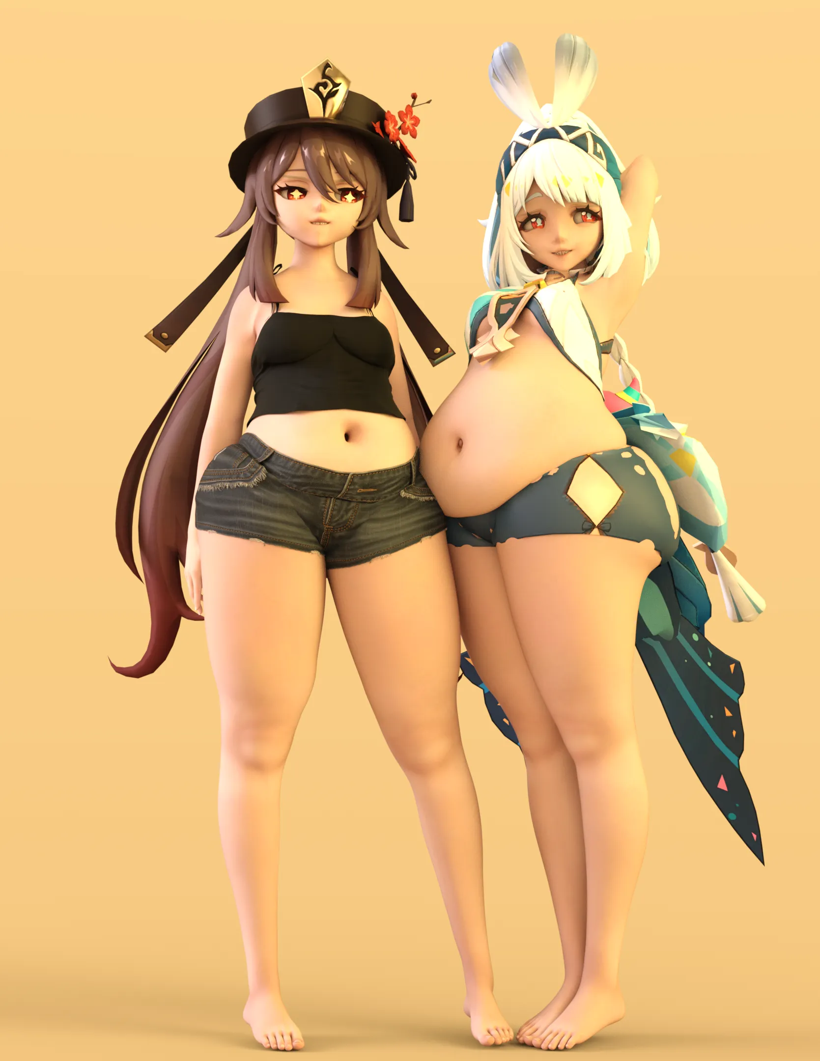 Hu Tao and Mualani (Genshin Impact)