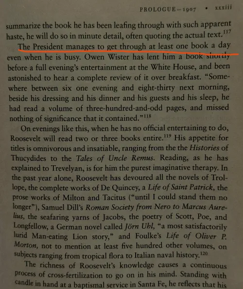 President Roosevelt reads 365 books a year, more than all those r**ders claiming 100 books a year