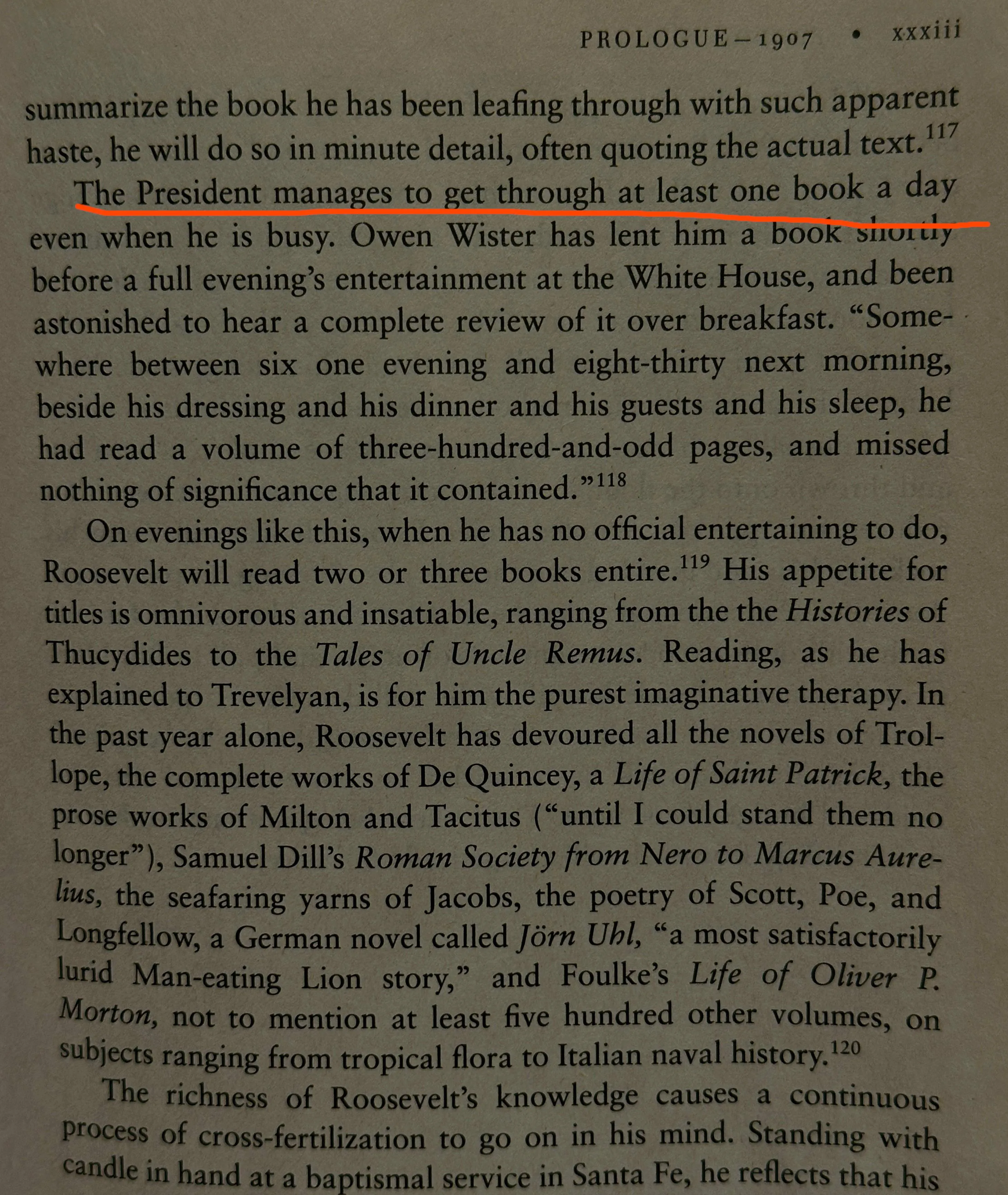 President Roosevelt reads 365 books a year, more than all those r**ders claiming 100 books a year