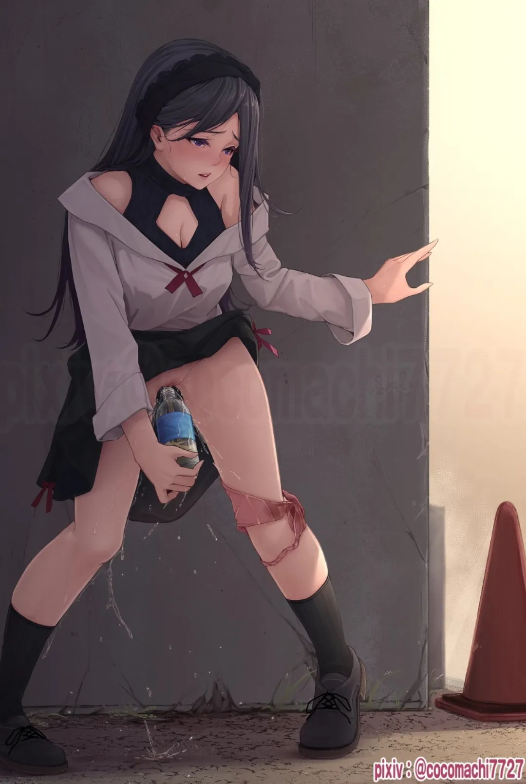 Refilling my pee bottle to drink later :3