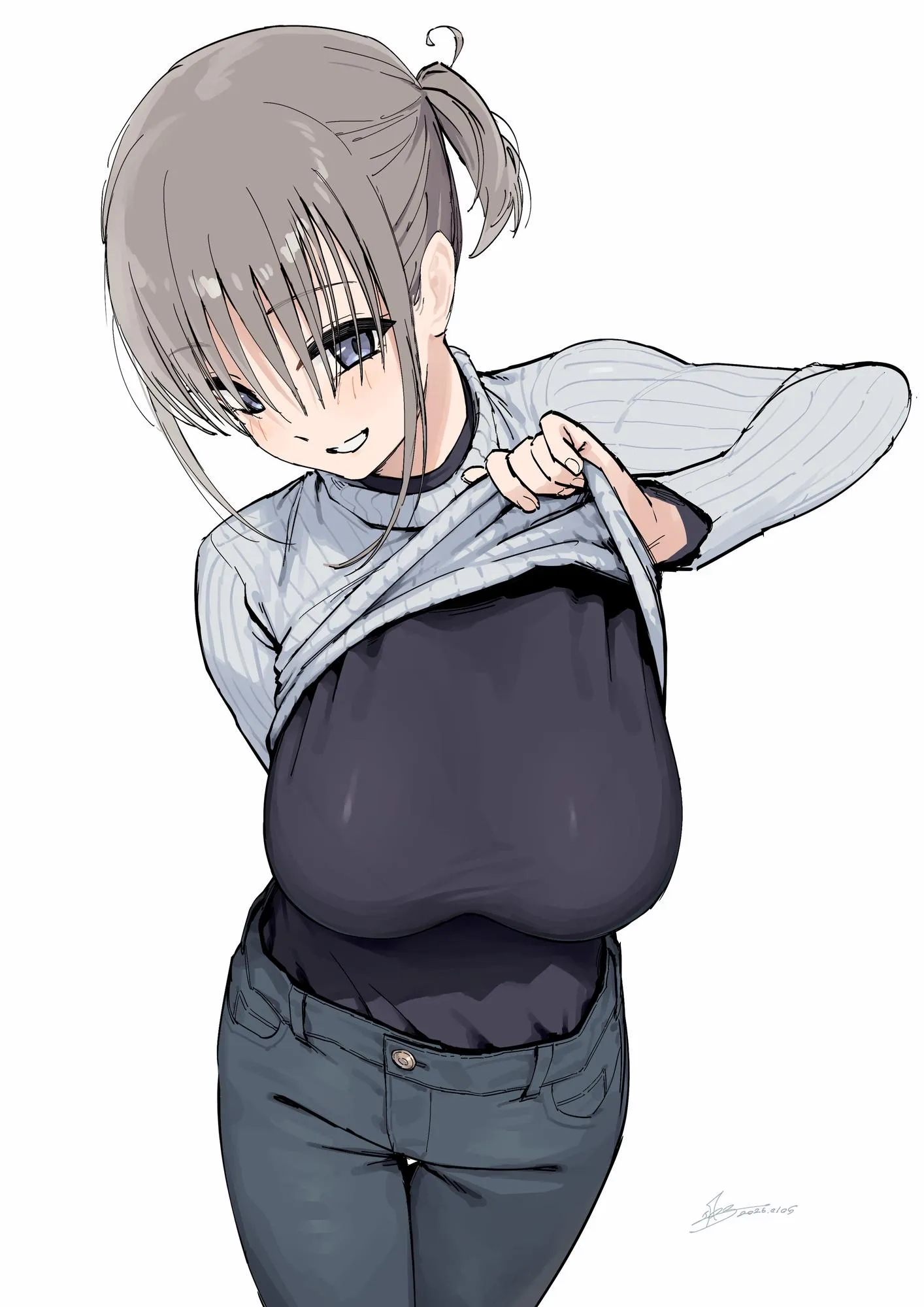 Showing her clothed boobs [Tawawa on Monday]