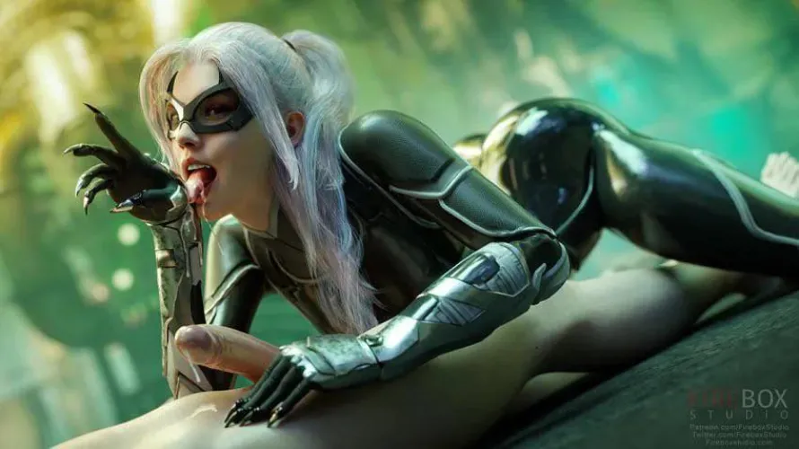 Black Cat finishes her meal