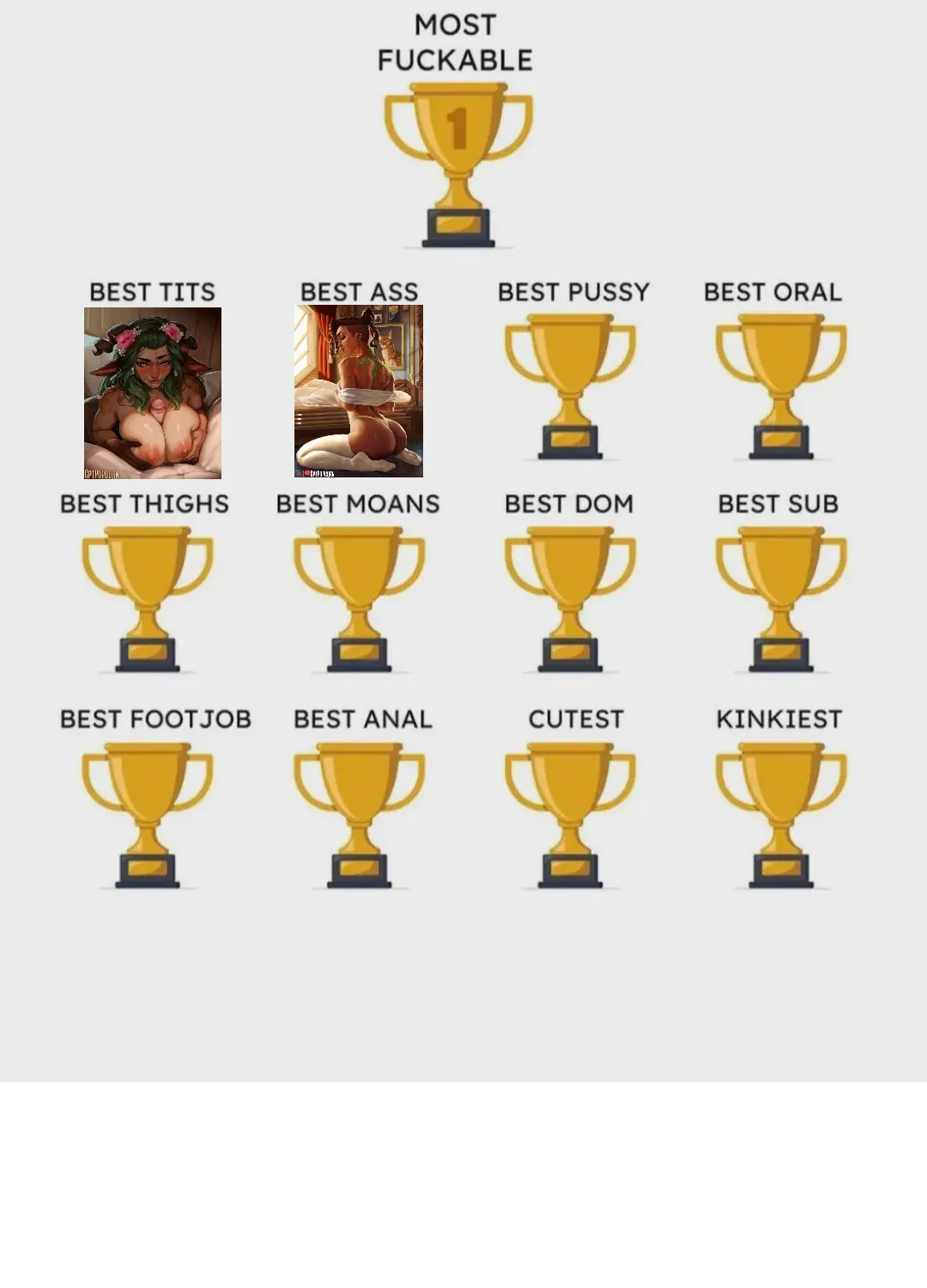 [META] Beau has won the best ass! Onto the best pussy now! Just to let everyone know, I can do a male version of this, so if people want. Once again, one day voting! (Check body for artist)