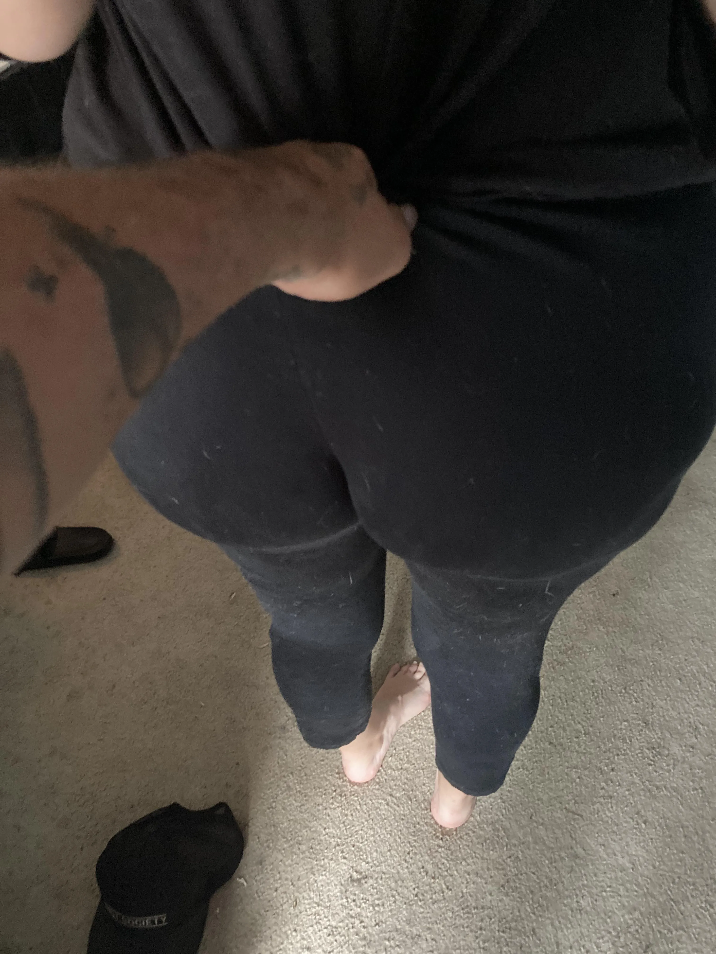 Not jeans but she can’t hardly fit in jeans because her ass is so good so here it goes till they take it off