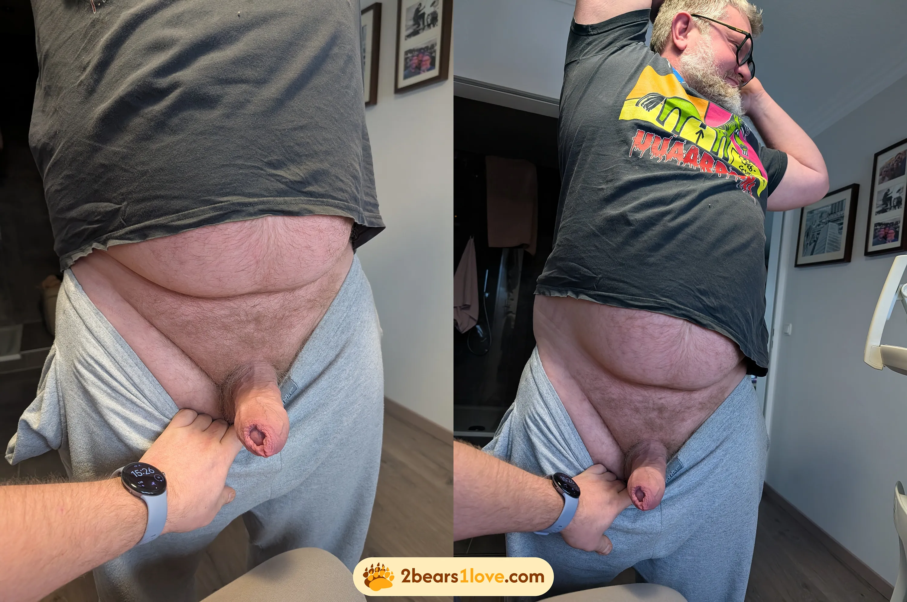 [43] Daddy needs to stretch. Hands up, pants down.