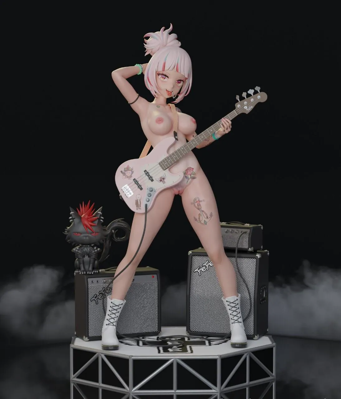 Fefe loves playing her guitar while being completely nude (VTuberFefe) [Indie VTuber]