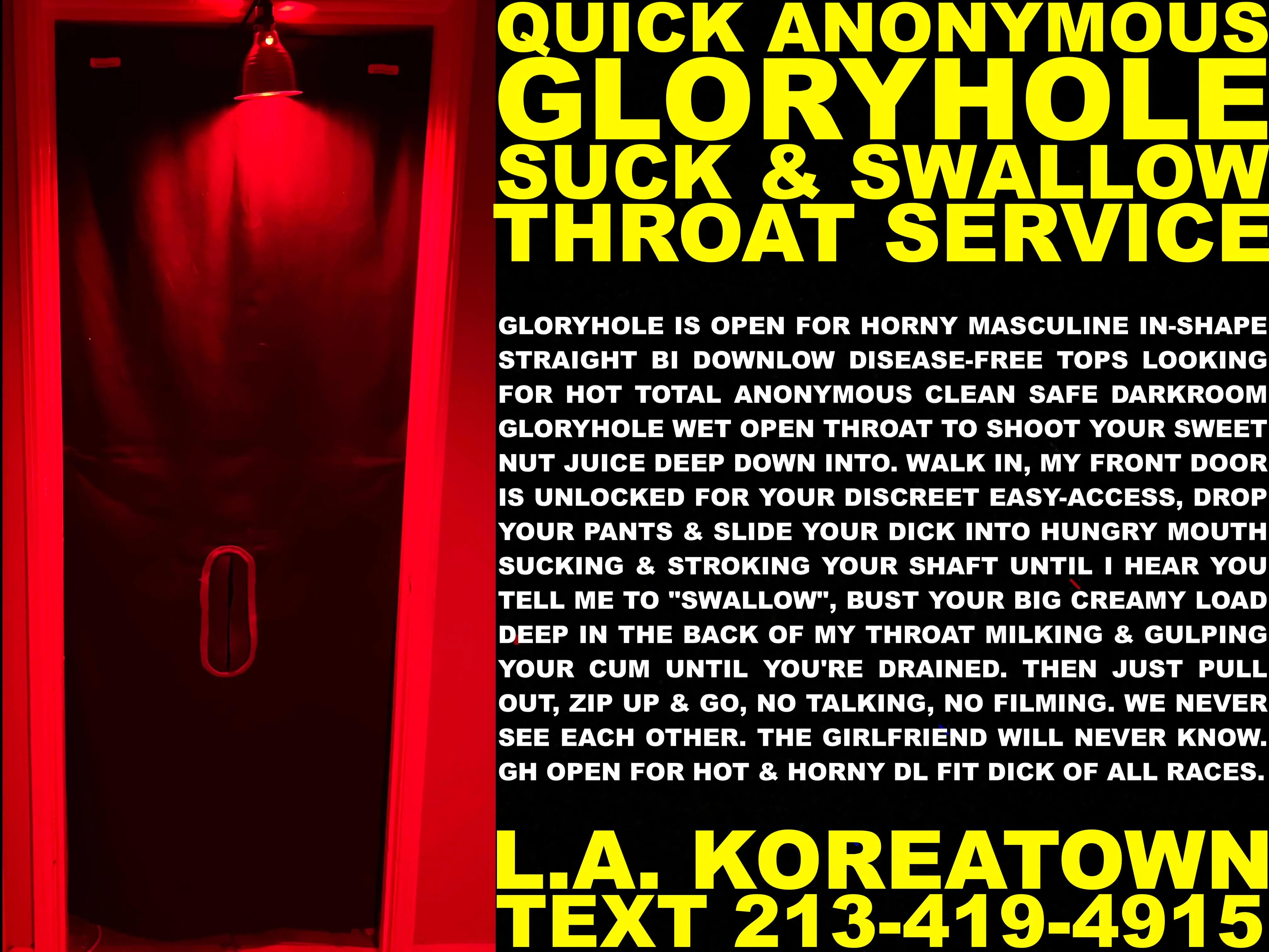 34 [M4M] Los Angeles GloryHole Suck & Swallow Service