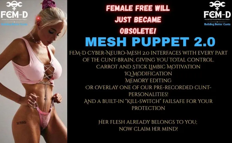 FEM-D Product Launch: Mesh Puppet 2.0! Cunt free will is obsolete!