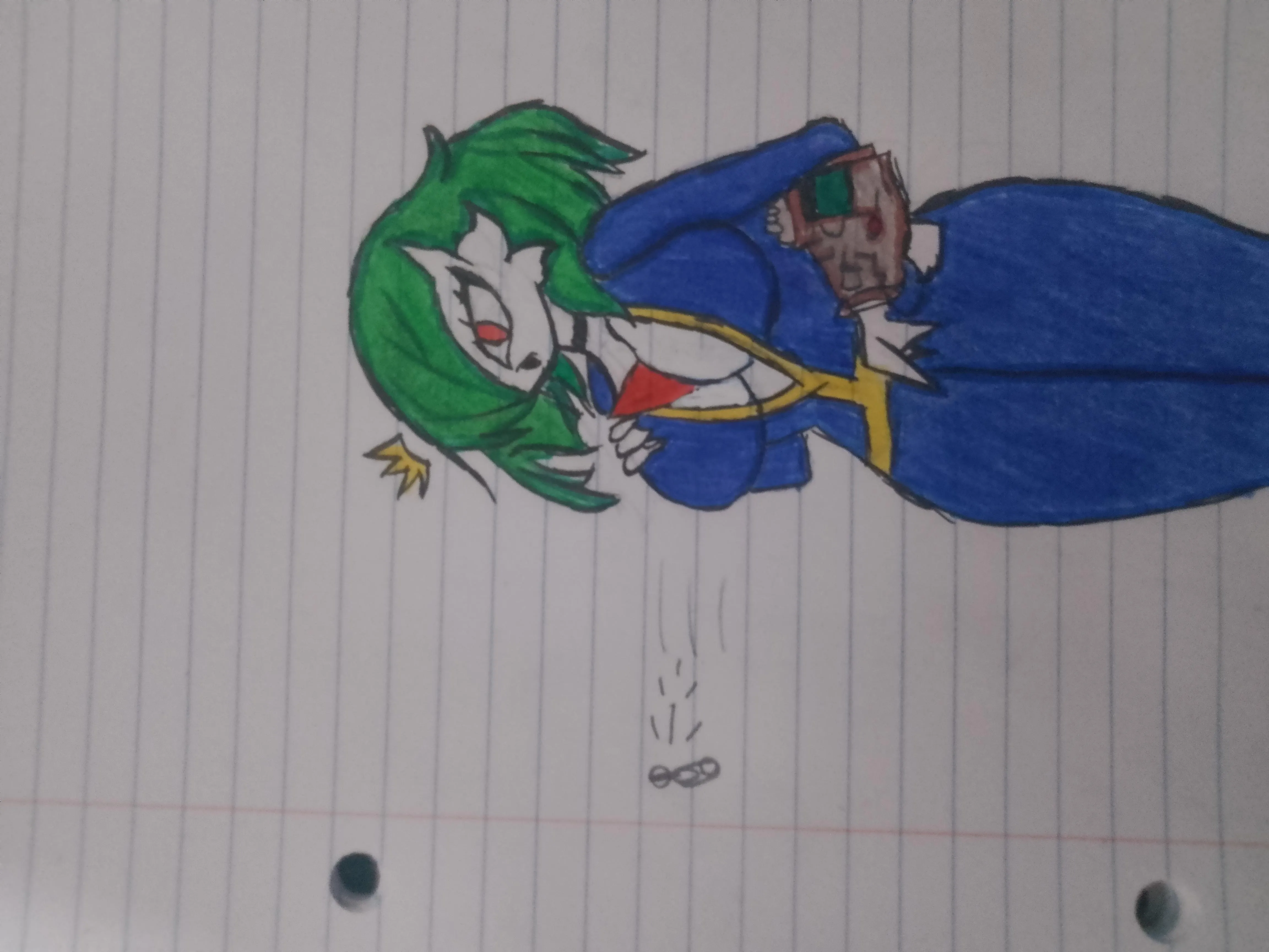 I present to you a drawing I made today of Luci, an OC I created with a friend. I set her in the Fallout universe and she's having trouble with her Vault-Tech suit.