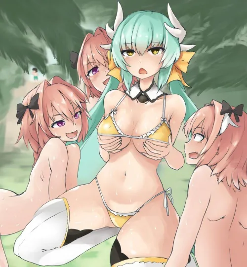 And here you see a wild pack of femboys who have just caught there there pray