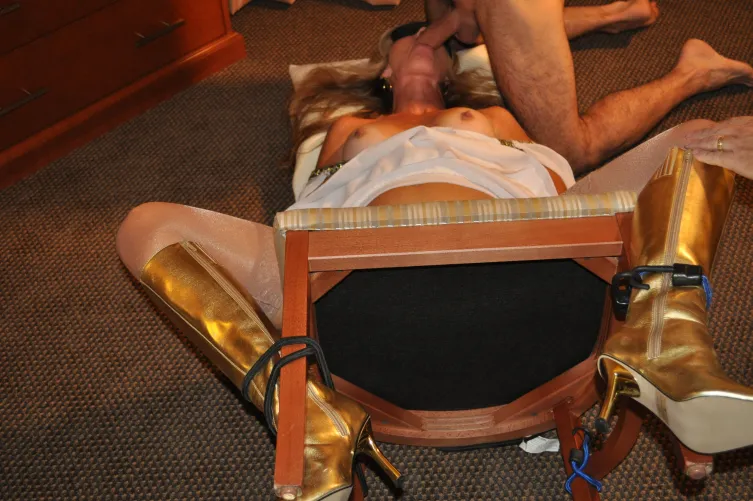 Tied down and mouth filled as they take turns on me