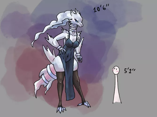 I drew reshiram as a big lady