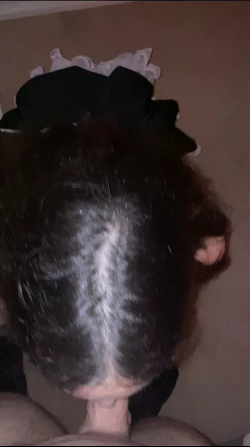 Would you let me such your cock in my maid outfit?