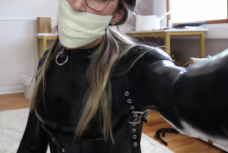 Stuffed, gagged, and taped up. All we are missing is a bow on top 🎀