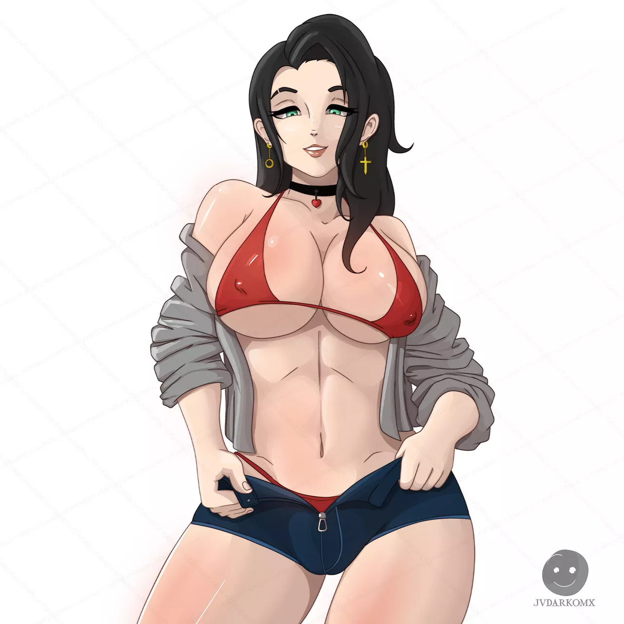 Taking Off Her Shorts Tight Red Bikini ( JVDARK0) [Original]