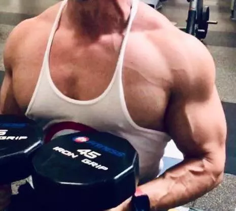 (40’s) Forearm vein, through the bicep, shoulder and chest. Working to getting this lean again!