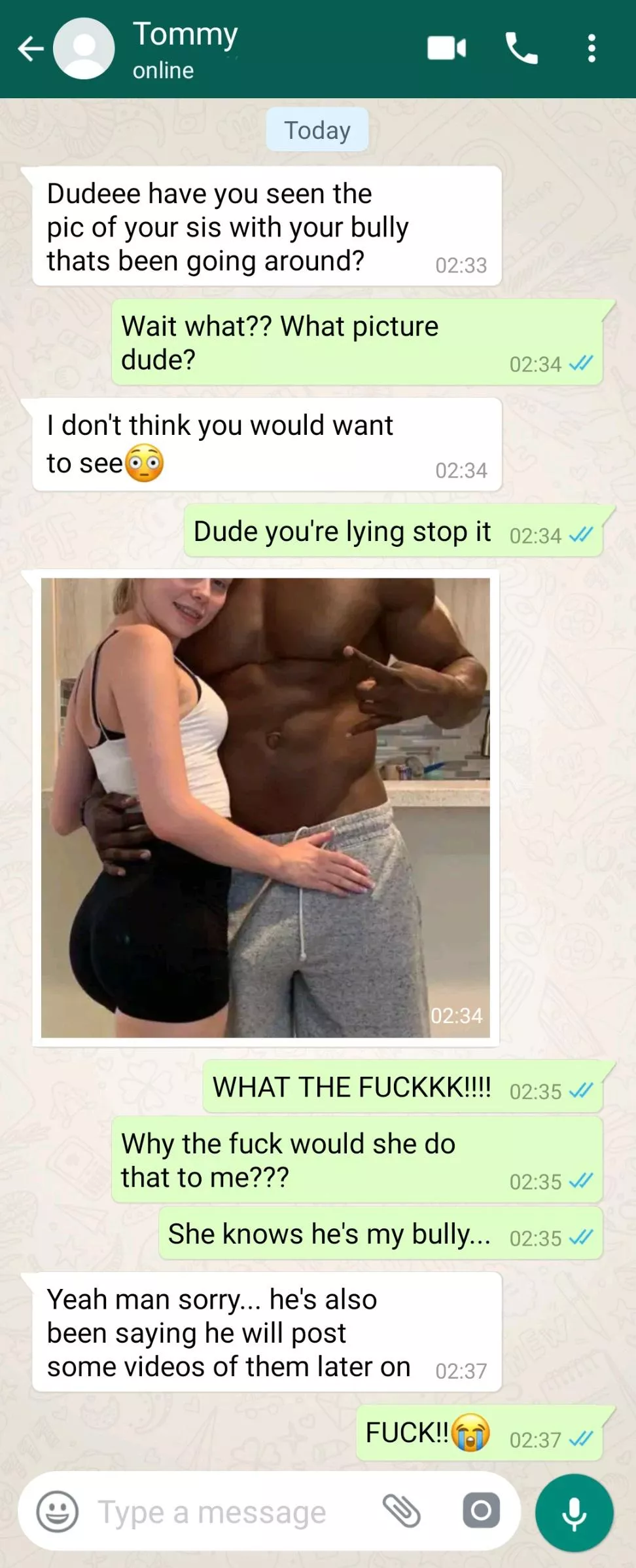 Your best friend sent you a message about your sister...