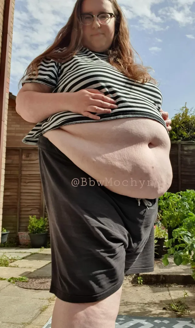Thought I'd get try and get a tan on my huge belly... might take a while though 😈