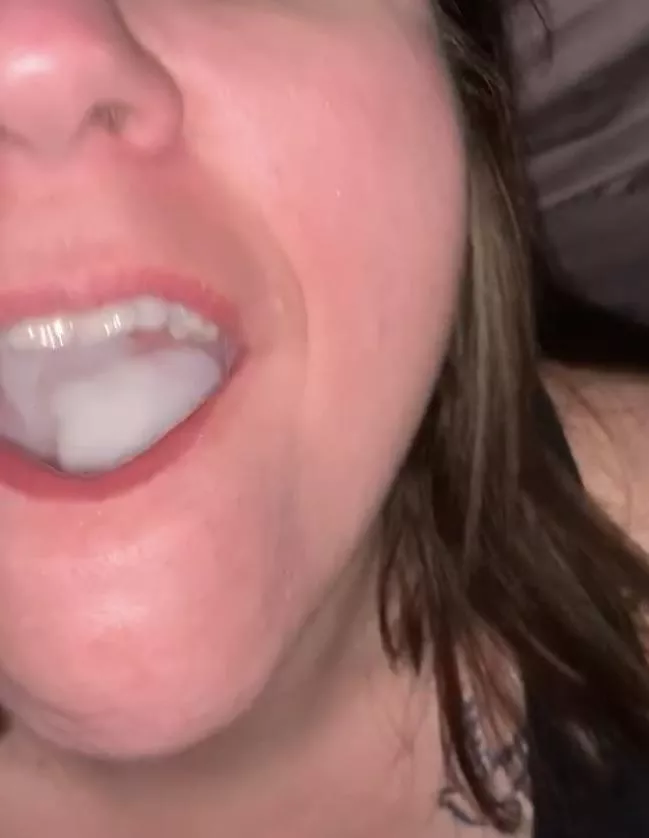 Mouth completely full. She could barely close her mouth. It was an intense powerful cumshot. Not a single drop wasted.