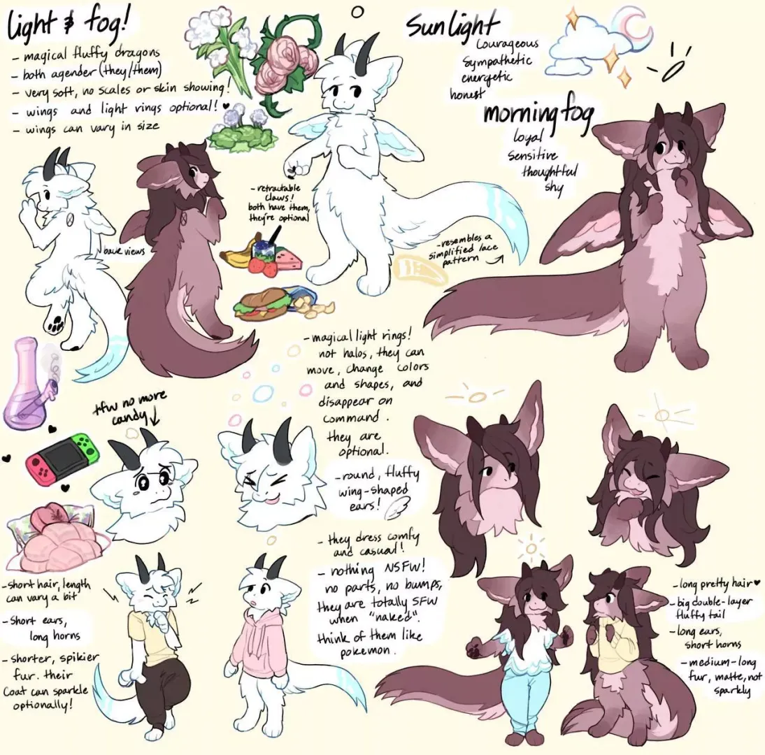 ref for my fursonas <333 i wuv them :3 (art by me, @dragonclawsart)