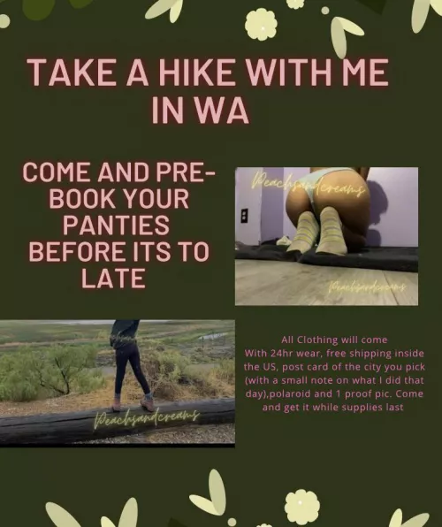 Come and pre-book your B-day month panties! I’ll be having lots of fun ;) and going on a nice big road trip with lots of activities to choose from. From walking the Vegas strip to taking a hike in WA. (Pre-booking closes 7/25) [selling]