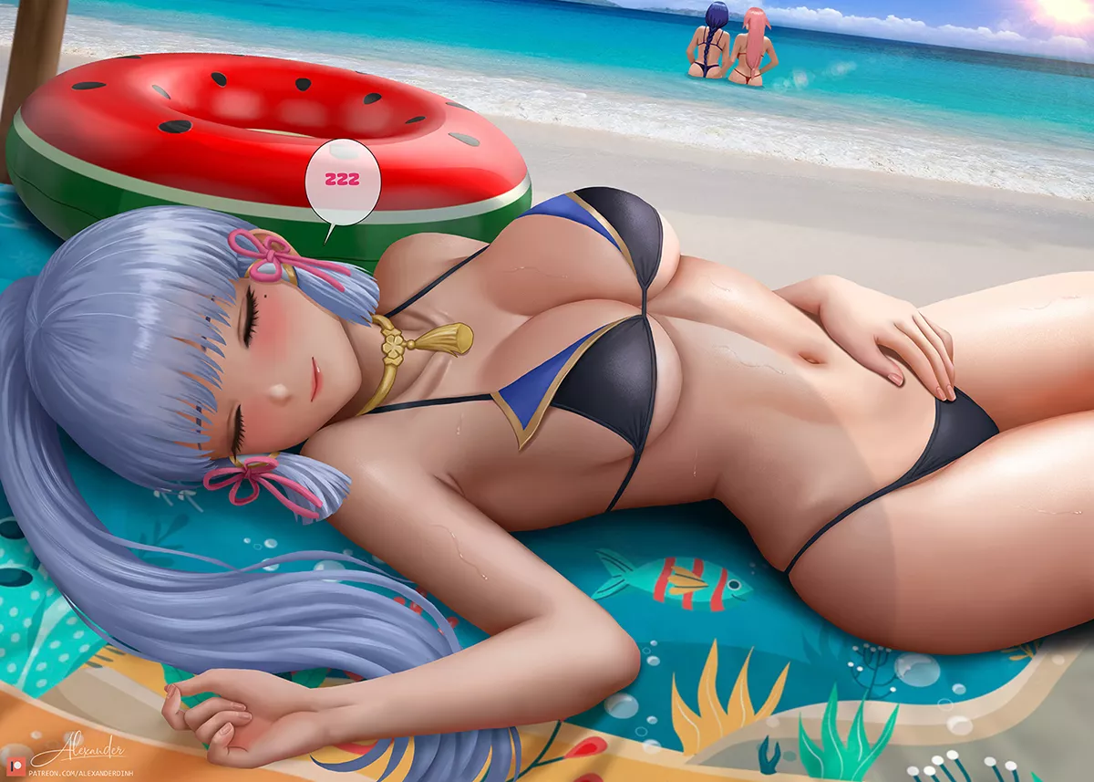 Ayaka Taking a nap at the Beach [Genshin Impact] (@alexanderdinh4 )