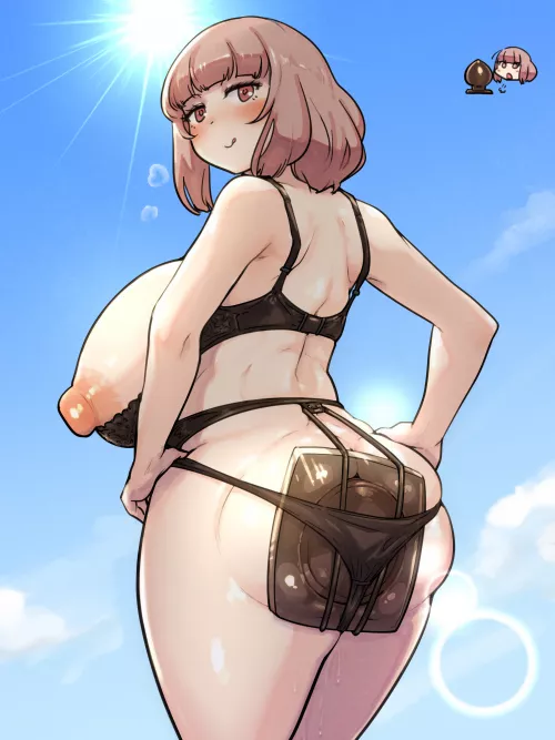 Wearing Her Biggest Plug To The Beach