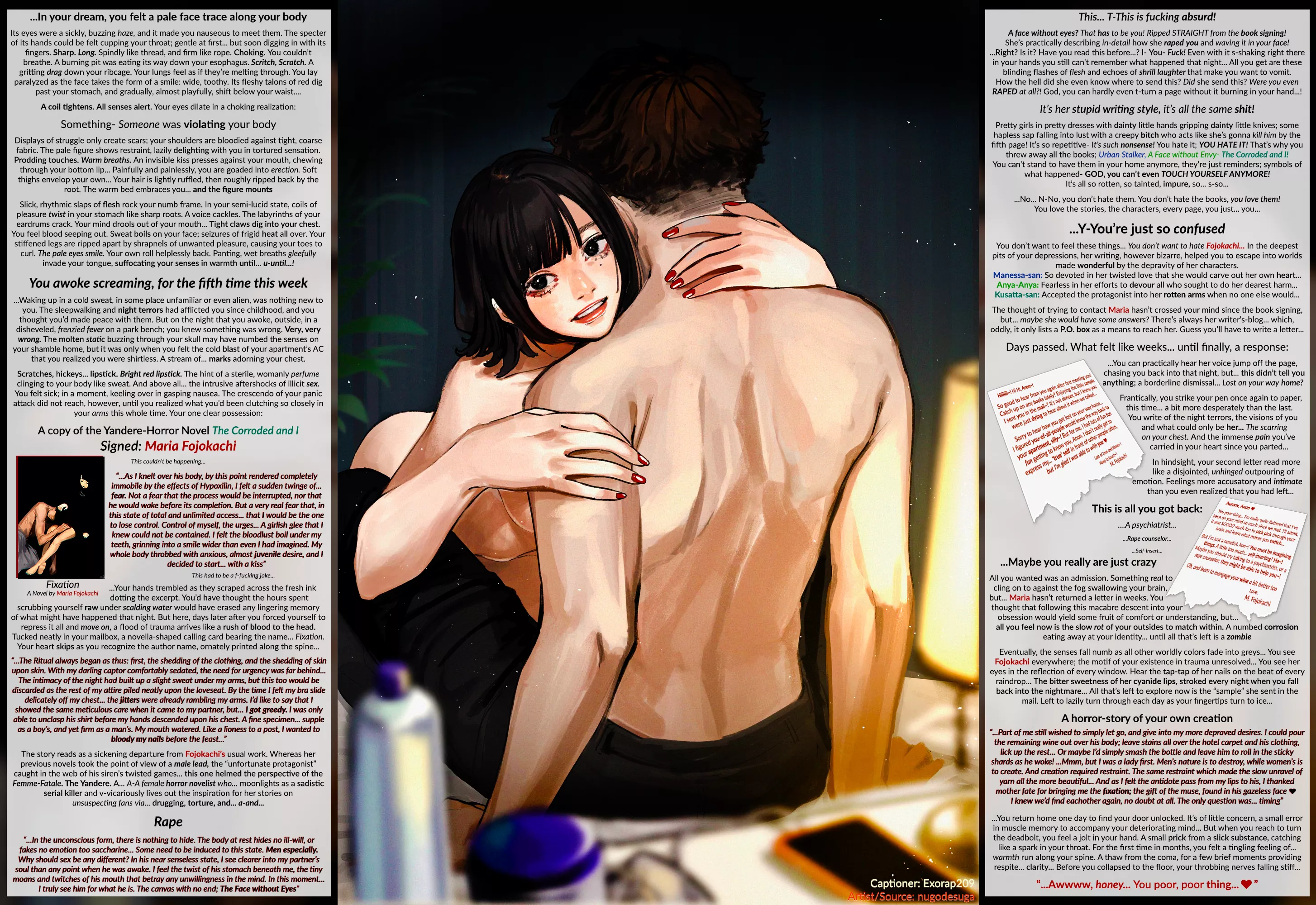 Soon after encountering your Favorite Yandere Author, your own life becomes a Horror Story... [Sequel] [Yandere] [Erotic Horror] [Rape] [Mindfuckery] [Unconscious] [Drugging]