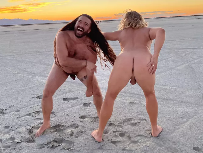 Naked & stoned with friends... Does this pic make my ass look big?