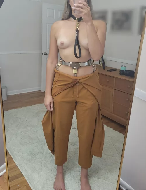 Loving my new choke collar from Discerning Specialist. I'll let you give it a yank if you can find me a key 😜