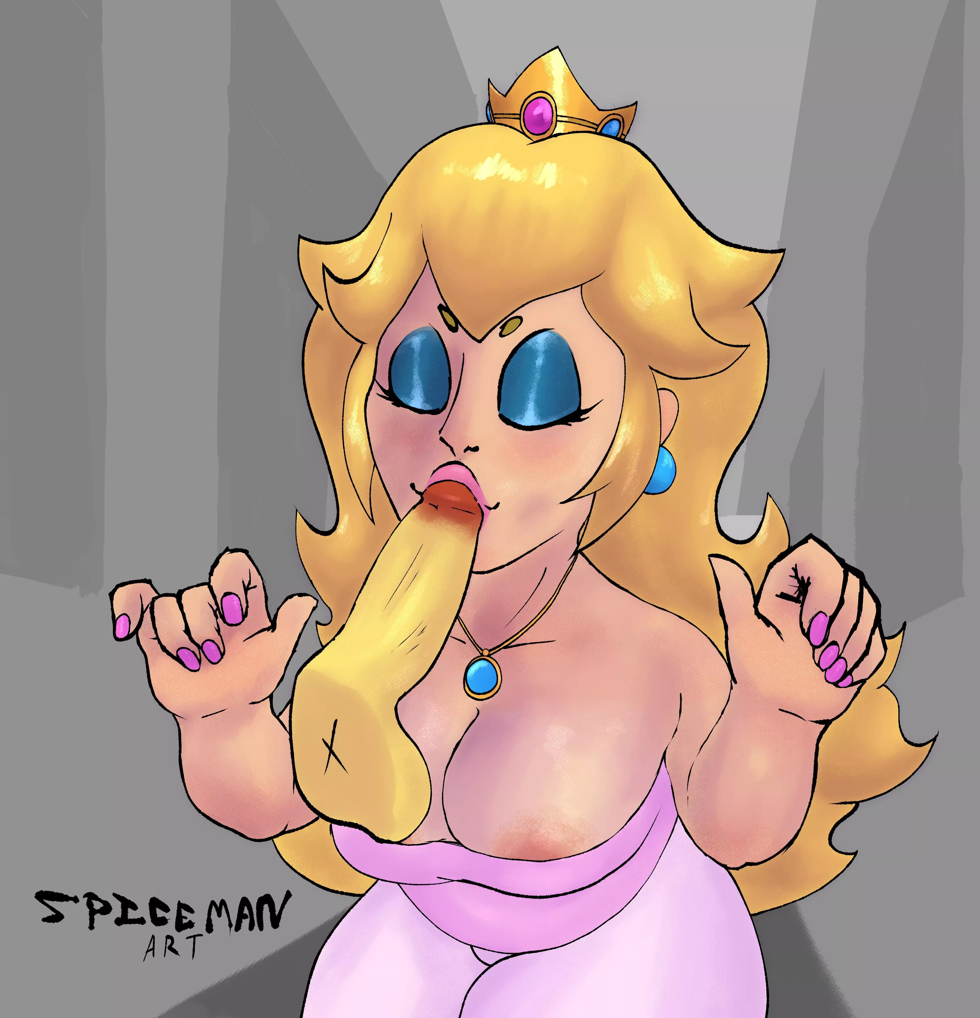 Peach giving a little blowie (@spicemanart on twitter)
