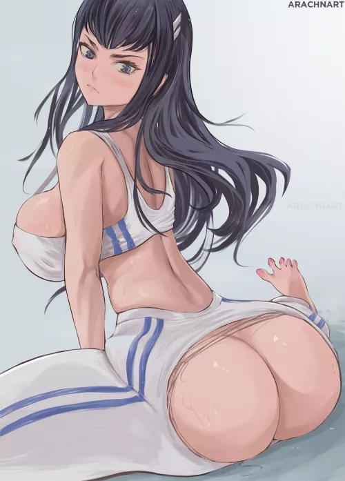 Satsuki stretching before her workout (arachnart) [Kill la Kill]