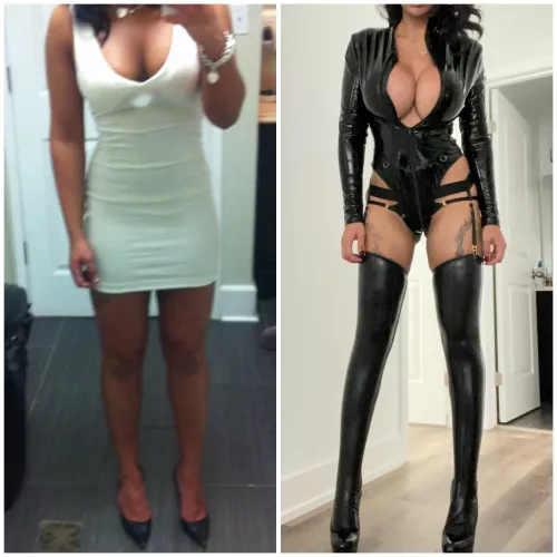 From shy girl to confident hot bimbo who has an affinity for latex 😈
