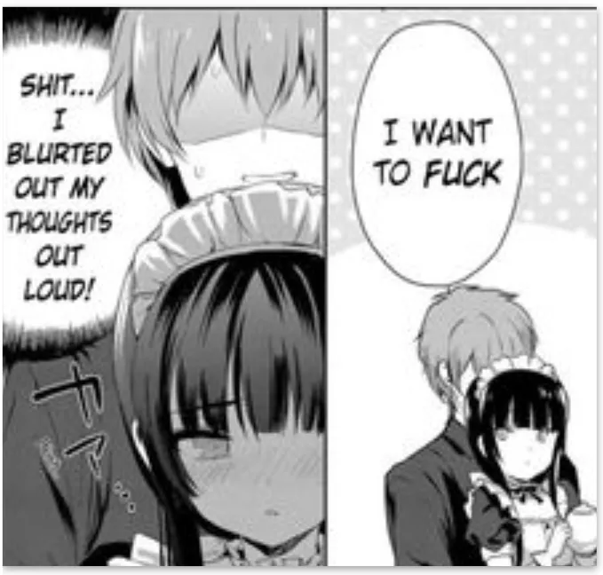 LF Mono Source: 1girl, 1boy, maid outfit, boy behind girl, 