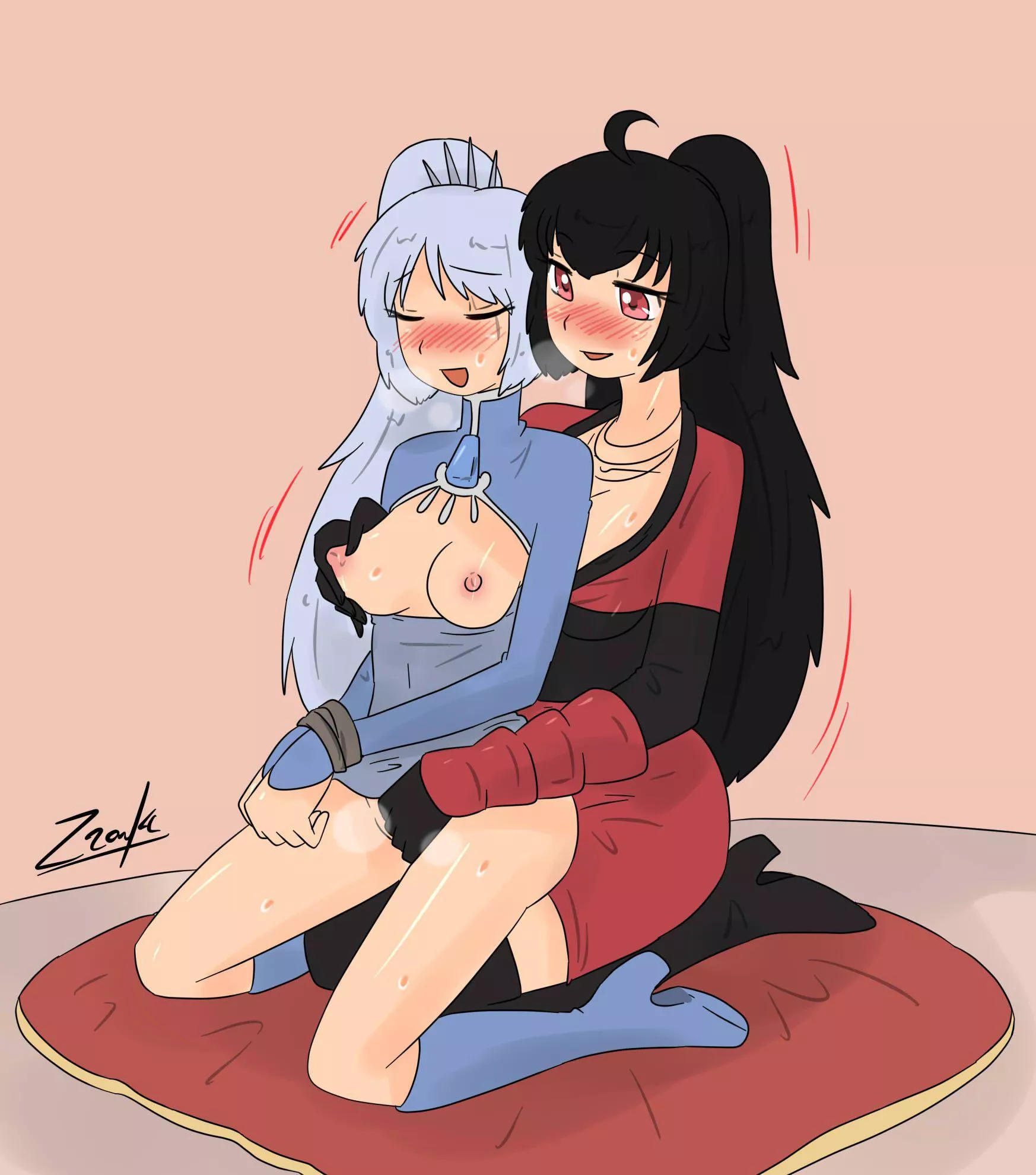 Raven having fun with her prisoner (by Zronku)