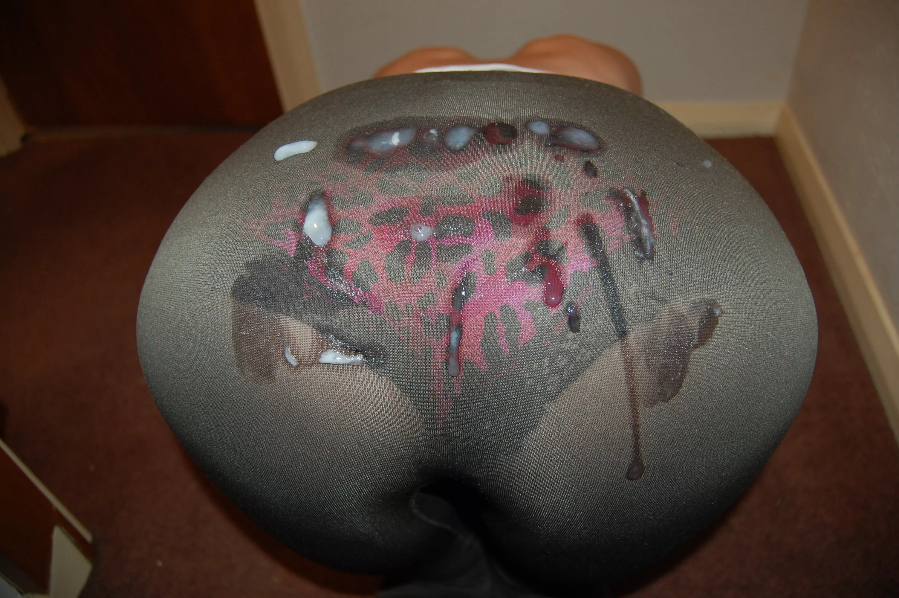 See through leggings, pink panties and cum a classic combo See through leggings, pink panties and cum a classic combo