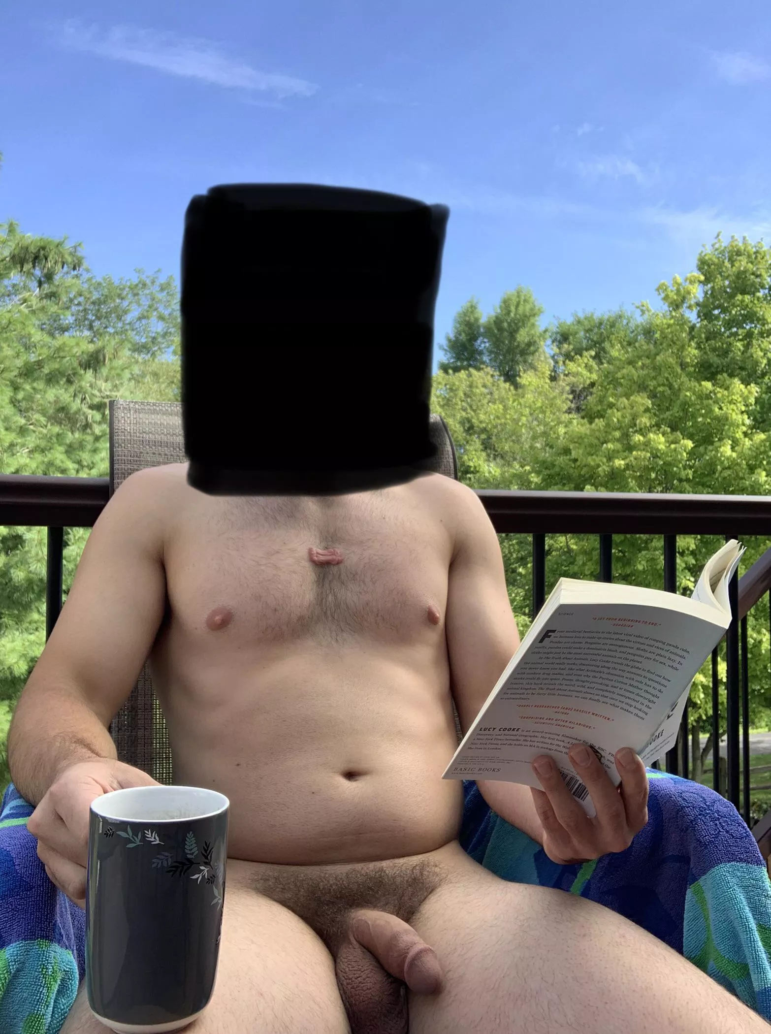 Enjoying the wonderful morning with tea and a good book (learning obscure animal myths 🤔).