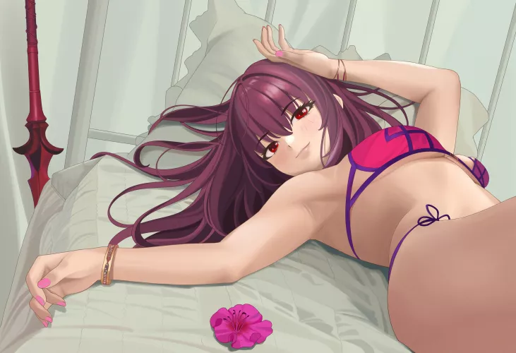 Scathach Bikini In Bed On Her Back (Quatthro ) [Fate]