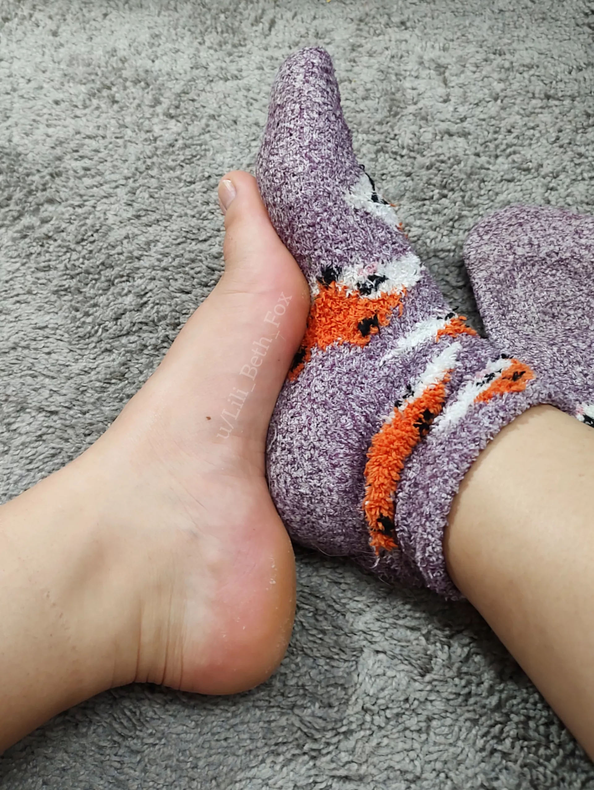 Fuzzy socks, in 90° heat!