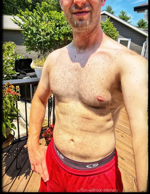 Hot and sweaty after yard work 🥵