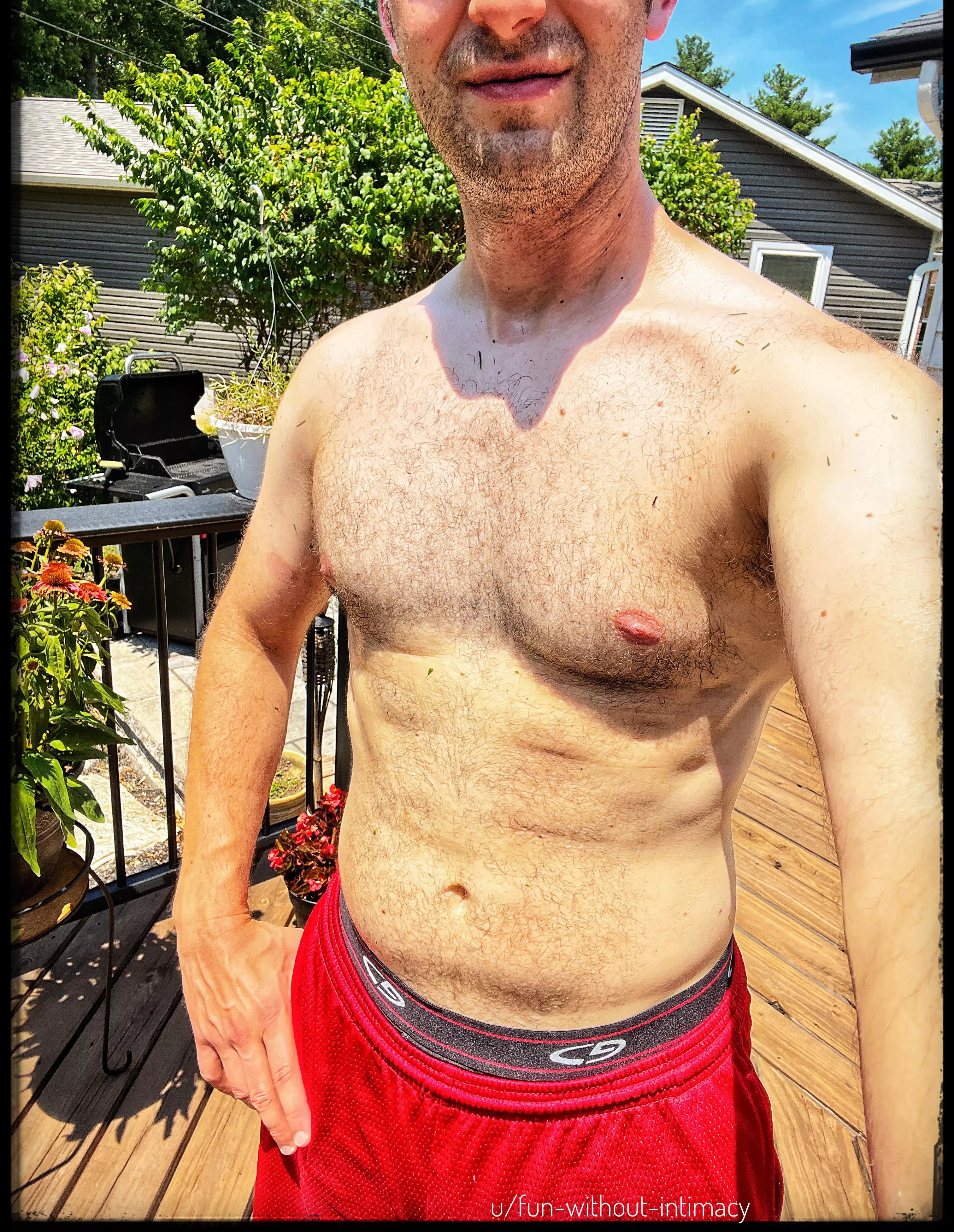 Hot and sweaty after yard work 🥵