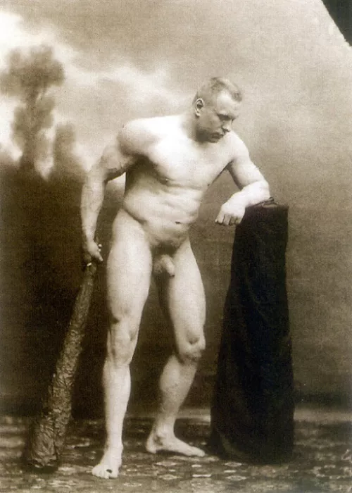 Georg Lurich, an Estonian wrestler, posed as Hercules c. 1900