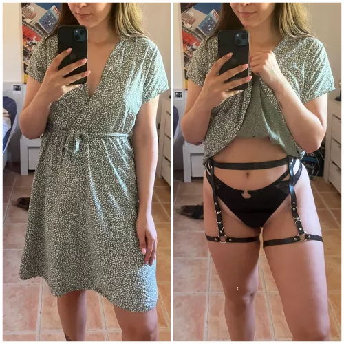 If only the neighbours knew what was under my dress when I said Hi this morning 😈