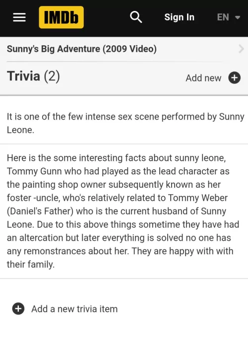 According to IMDb, Tommy Gunn is Daniel Weber's Uncle. 😯😯