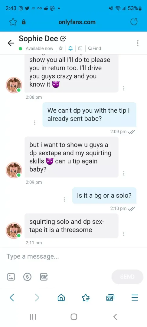 OF DP? Does she have one or this just a way for her to get me to pay for something that's already out there?