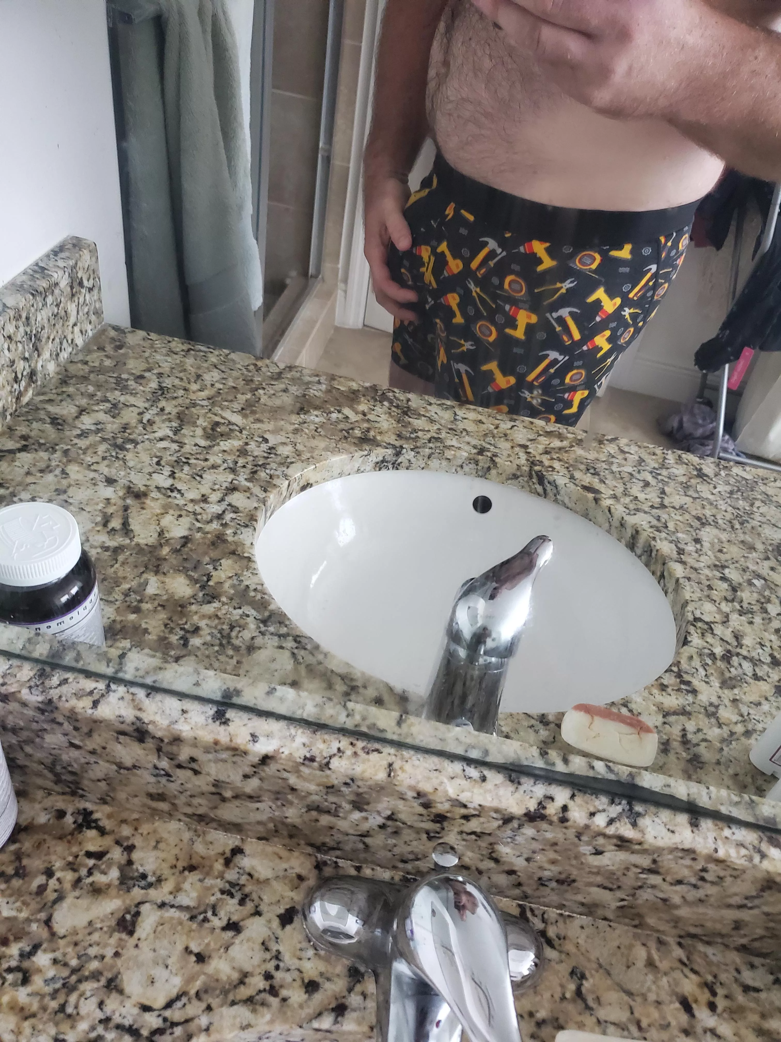 Sweaty and bulgy after yard work... Shower anyone?