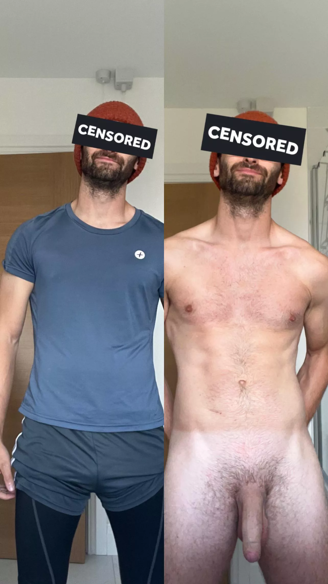 Running gear on/off. The hat needed to stay on 😅