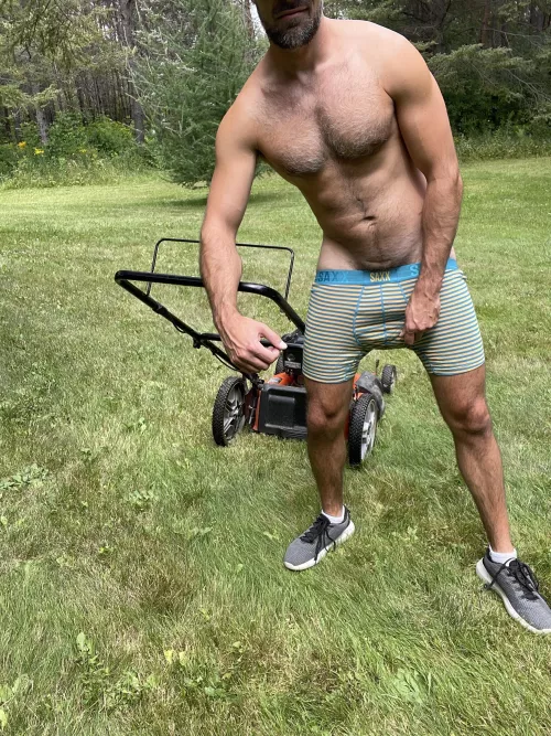 Finished work in the yard, now I’m hot and sweaty and in need of a release.
