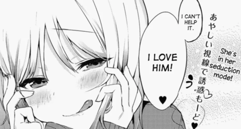 LF Mono Source: 1girl, hands on own face, tongue out, long sleeves, sweater, eyebrows visible through hair, 